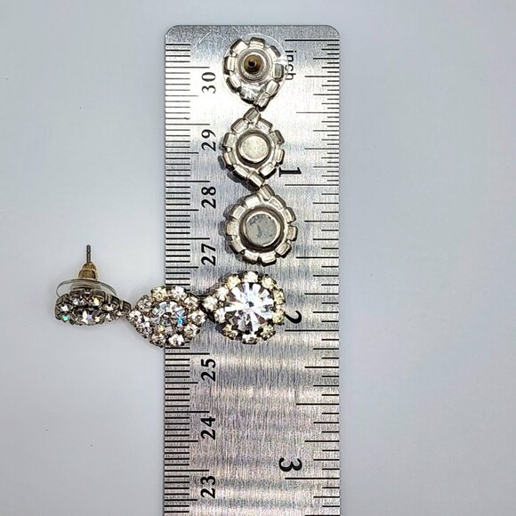 Stunning Clear Rhinestone Cluster Drop Statement Bridal Earrings - Picture 8 of 8